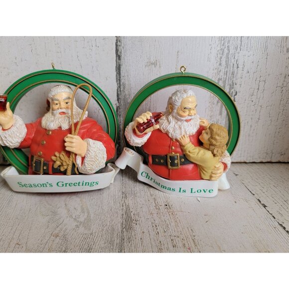 Coca-Cola Santa seasons greetings ornament Xmas set variety - Picture 4 of 7